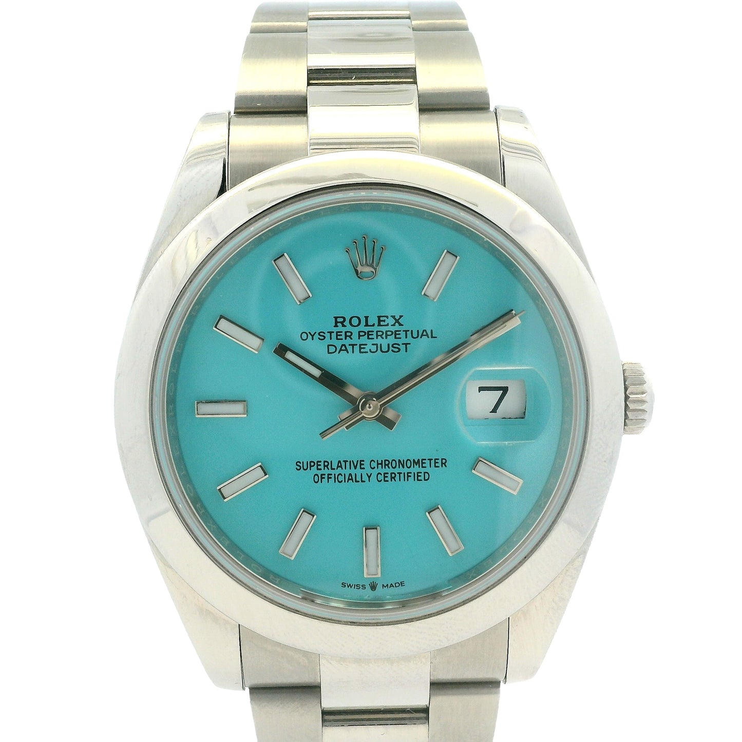 Rolex Datejust 126300 Stainless Oystersteel with Aftermarket Turquoise Dial 41mm Watch