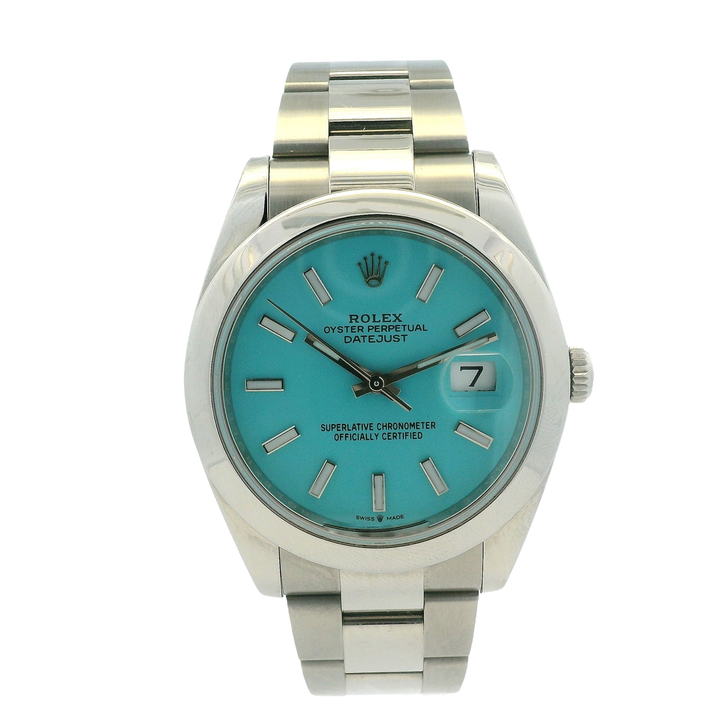Rolex Datejust 126300 Stainless Oystersteel with Aftermarket Turquoise Dial 41mm Watch