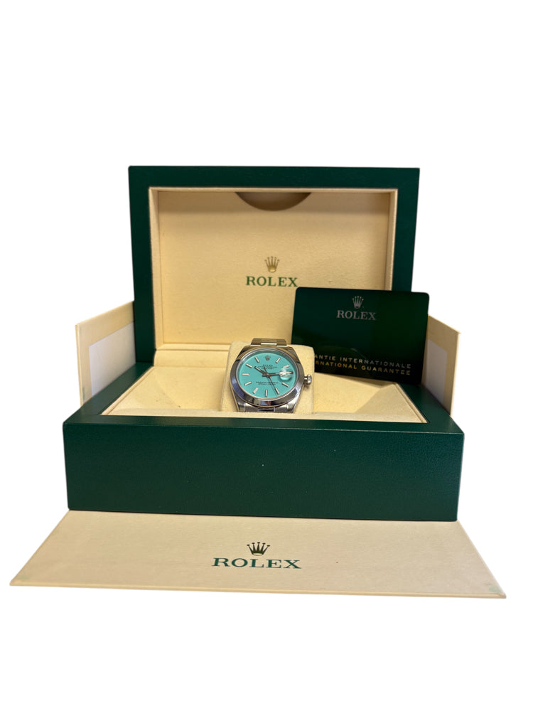 Rolex Datejust 126300 Stainless Oystersteel with Aftermarket Turquoise Dial 41mm Watch