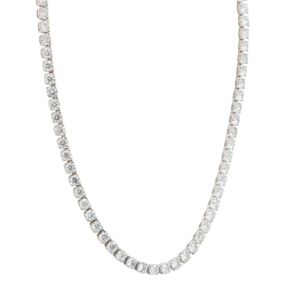 18k White Gold 24.2ctw Natural Diamond Tennis Necklace