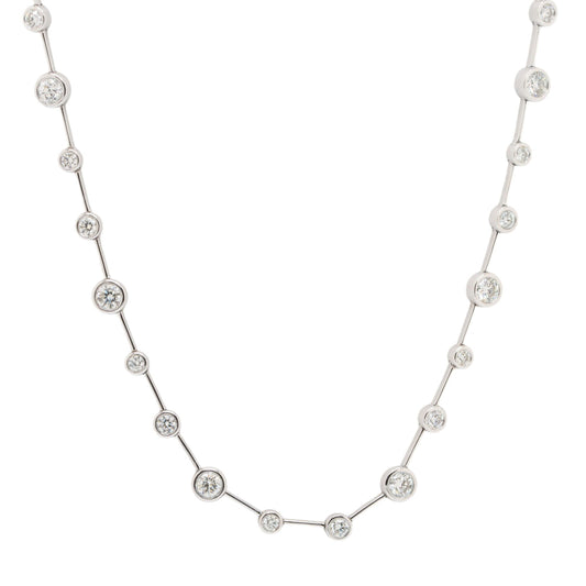 14k White Gold Diamond By-The-Yard Bezel Necklace
