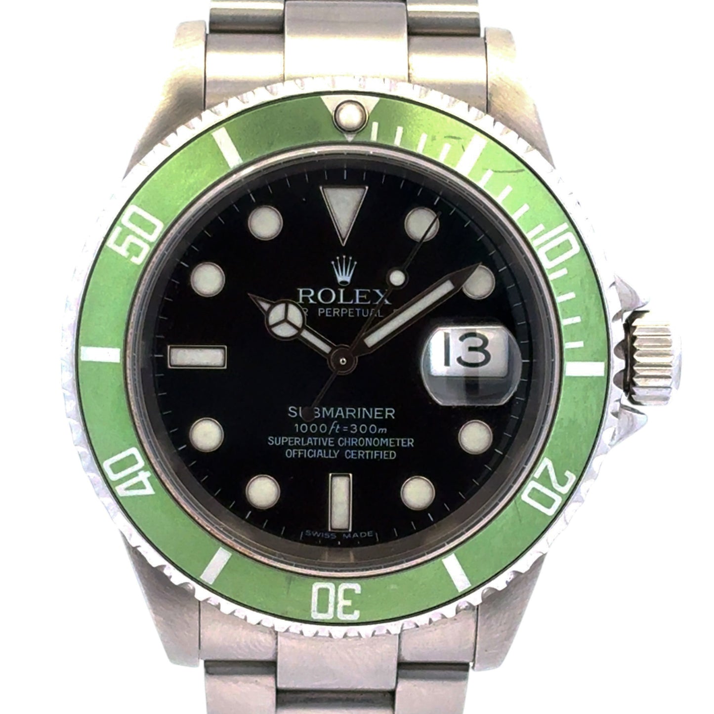 Rolex 16610 Submariner Stainless Steel Kermit Black Dial Green "Ghost" Bezel Watch