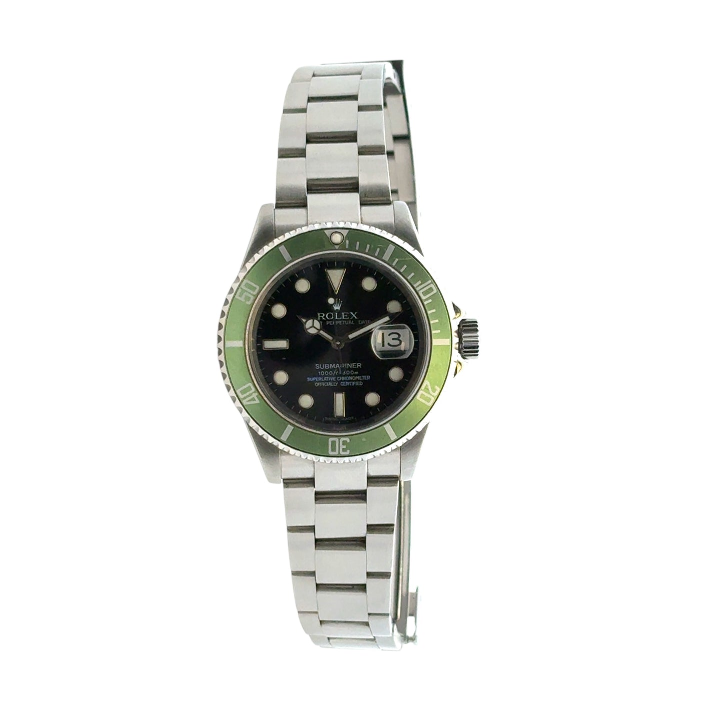 Rolex 16610 Submariner Stainless Steel Kermit Black Dial Green "Ghost" Bezel Watch