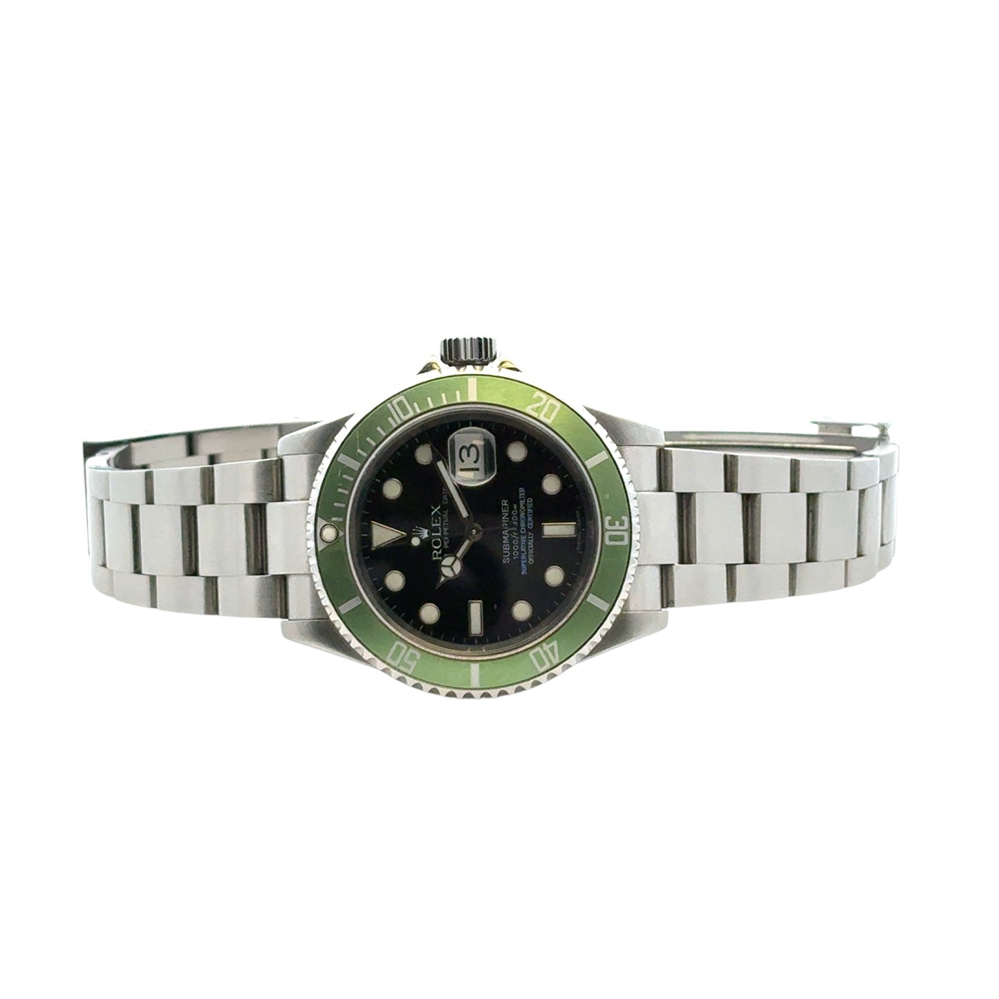 Rolex 16610 Submariner Stainless Steel Kermit Black Dial Green "Ghost" Bezel Watch