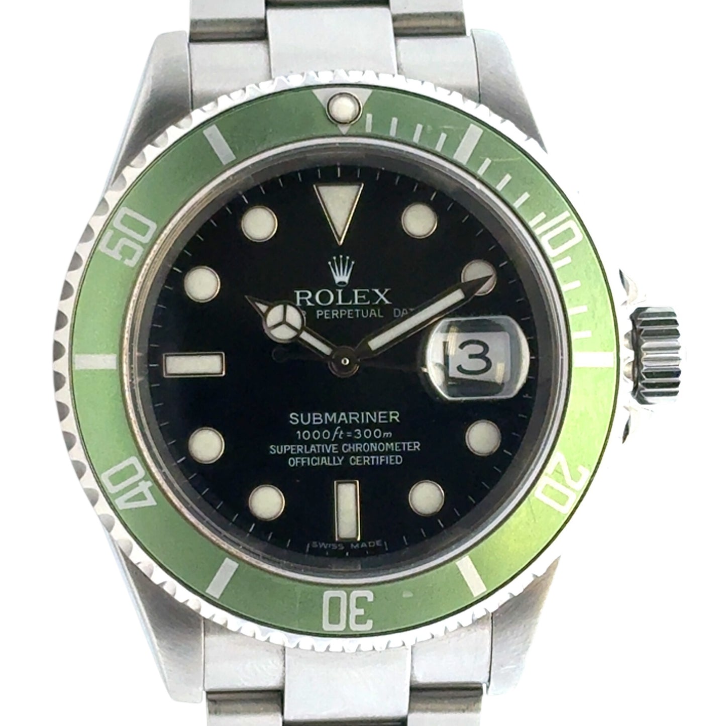 Rolex 16610 Submariner Stainless Steel Kermit Black Dial Green "Ghost" Bezel Watch