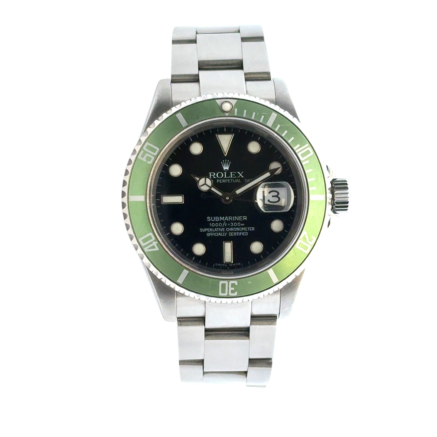 Rolex 16610 Submariner Stainless Steel Kermit Black Dial Green "Ghost" Bezel Watch