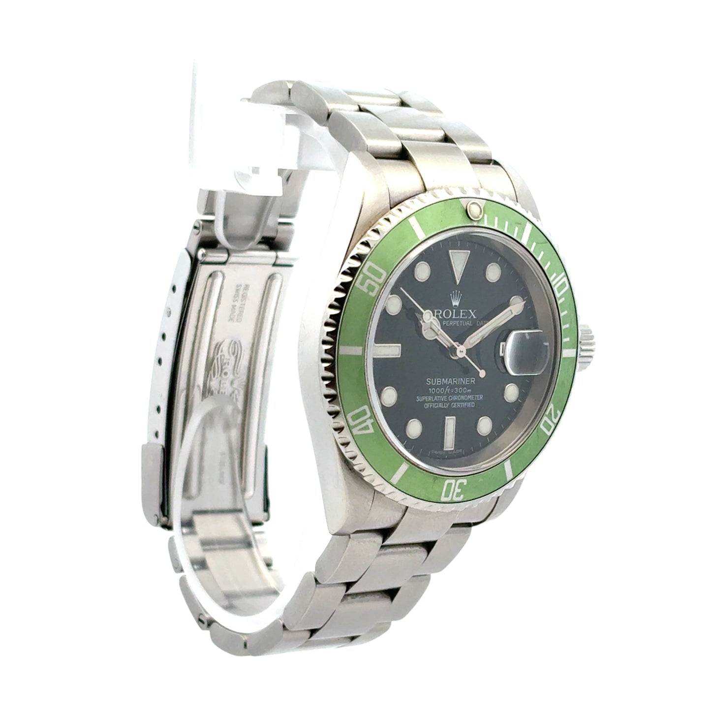 Rolex 16610 Submariner Stainless Steel Kermit Black Dial Green "Ghost" Bezel Watch