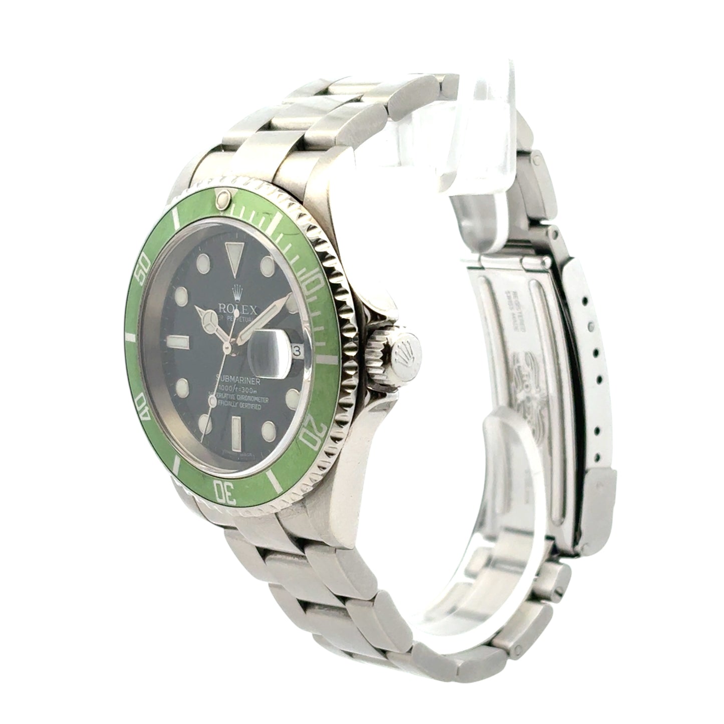 Rolex 16610 Submariner Stainless Steel Kermit Black Dial Green "Ghost" Bezel Watch