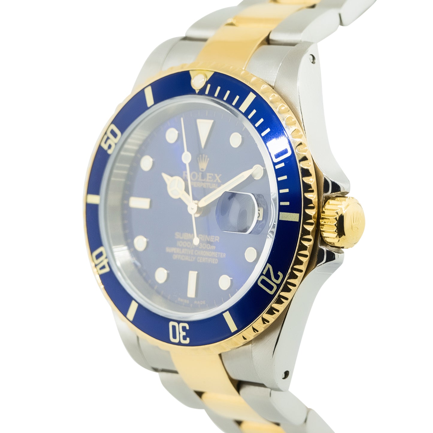 Rolex 16613 Submariner Two Tone Blue Bezel Blue Dial Watch