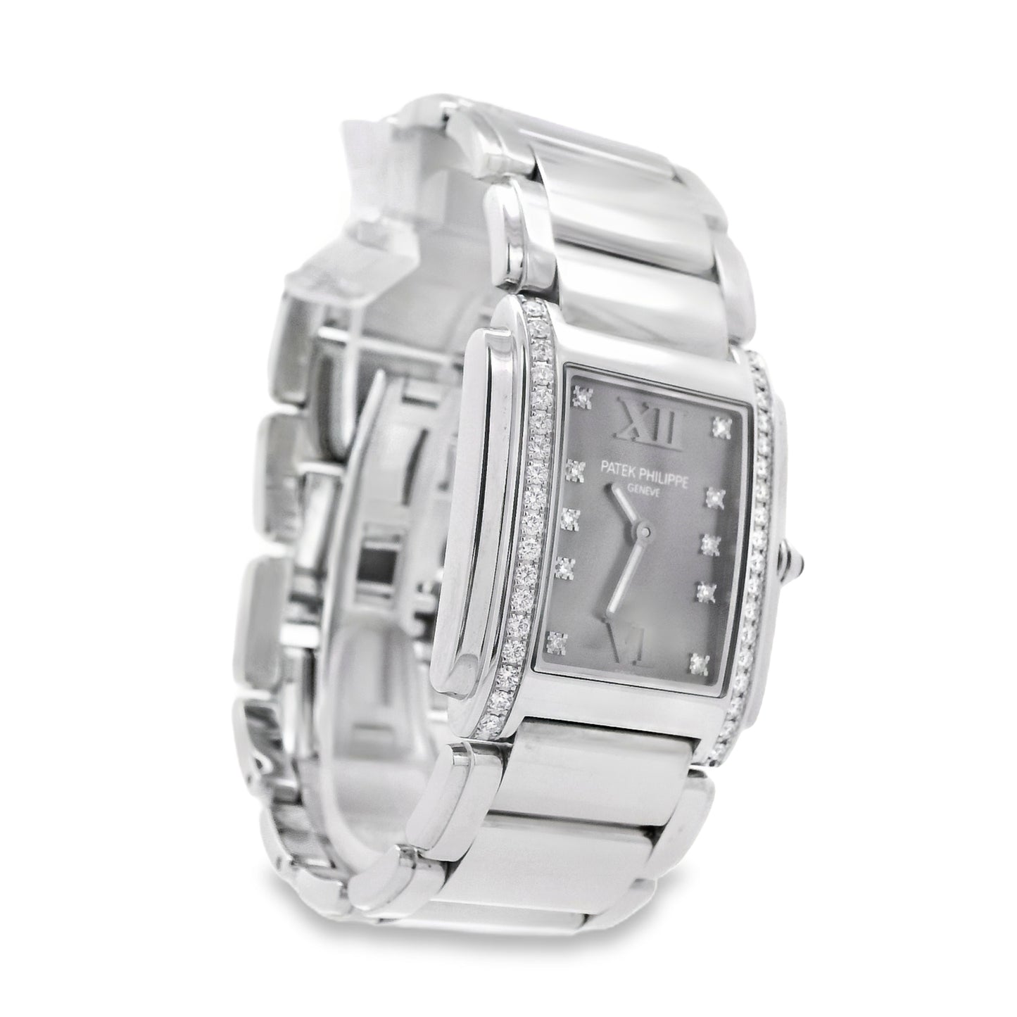 Patek Philippe 4910/10A Stainless Steel Grey Dial Factory Diamond Bezel Watch