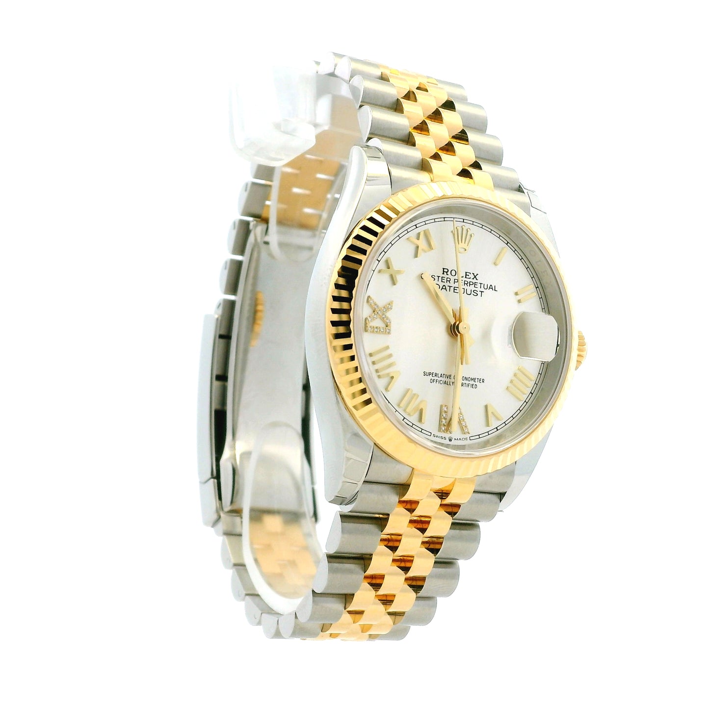 Rolex 126233 Datejust 36mm Silver Diamond VI/IX Dial Two-Tone Watch