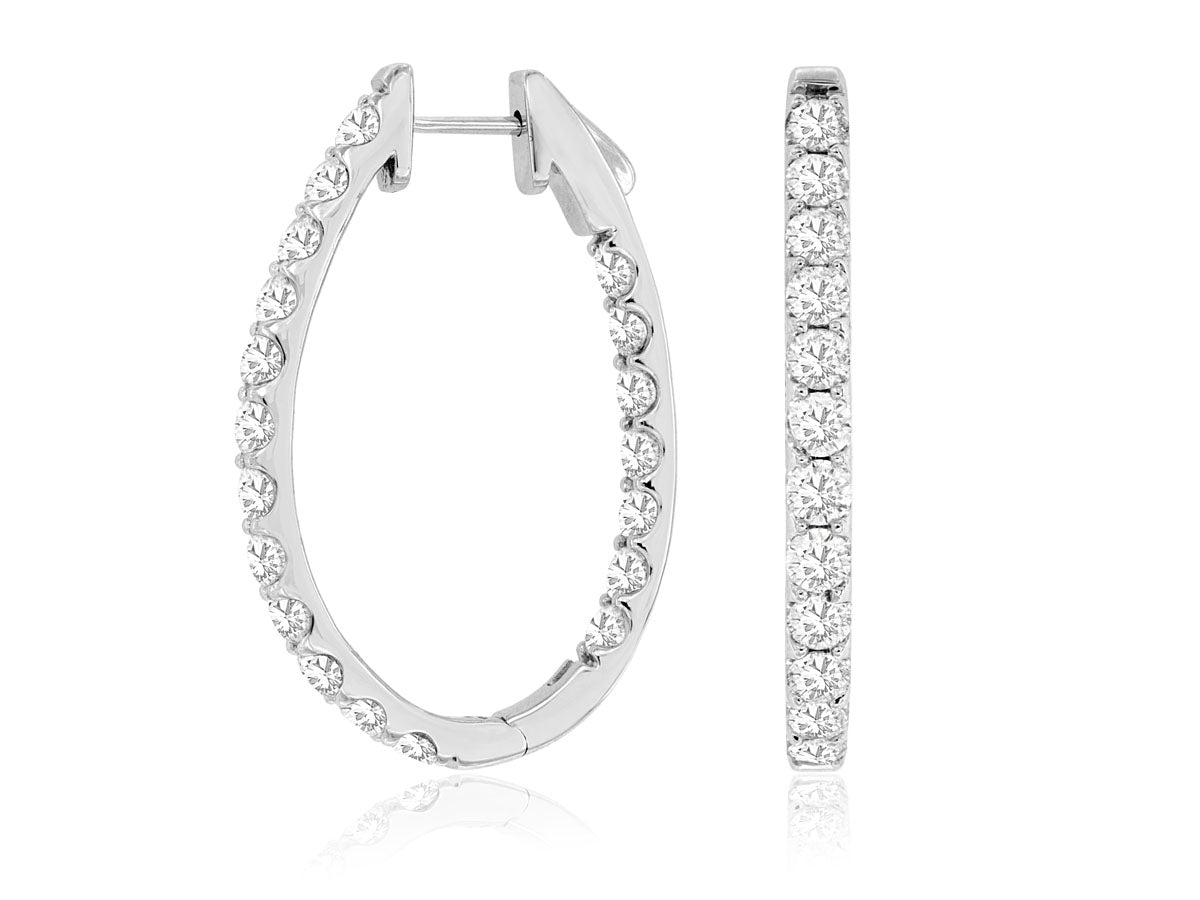 14k White Gold 5.0ctw Round Brilliant Diamond Inside Out Hoop Earrings
