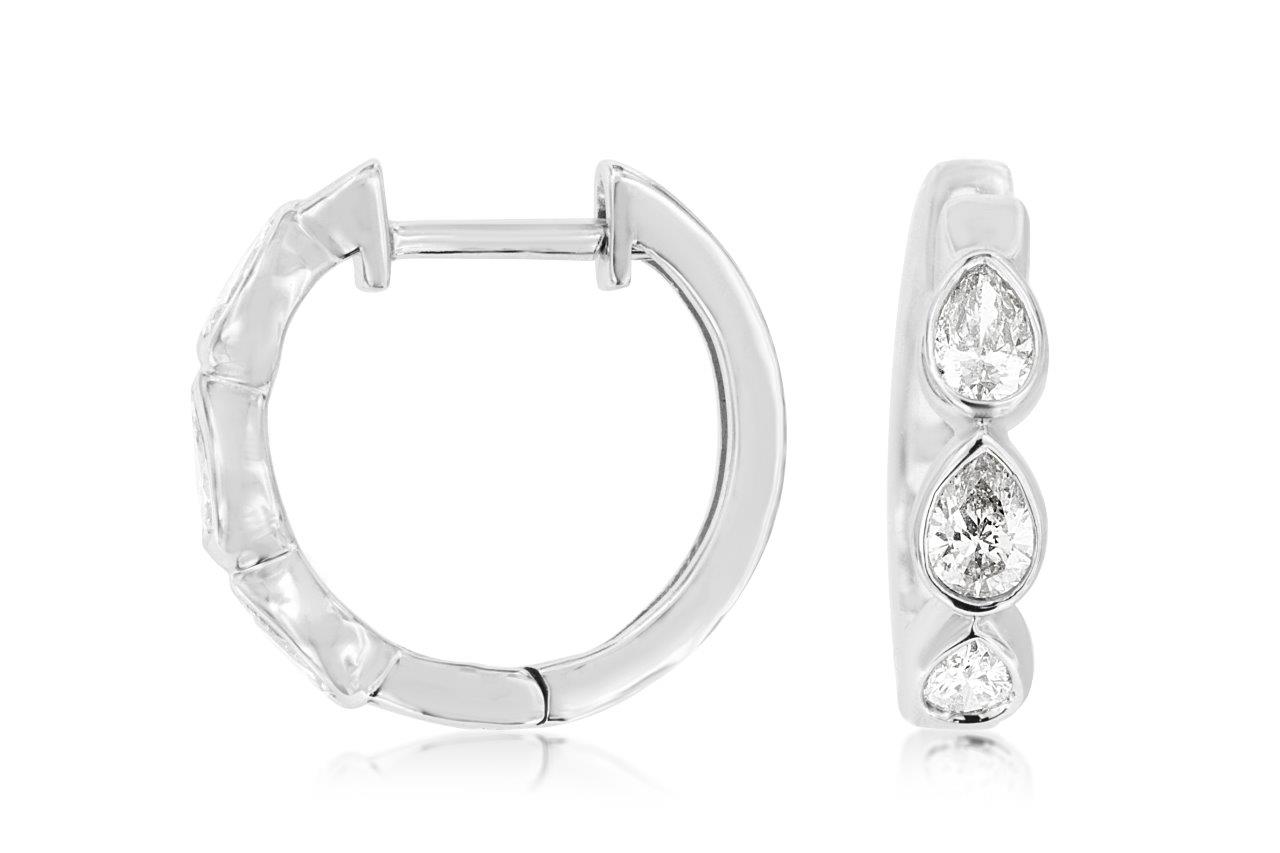 14k White Gold 0.60ctw Diamond Mini Hoop Earrings