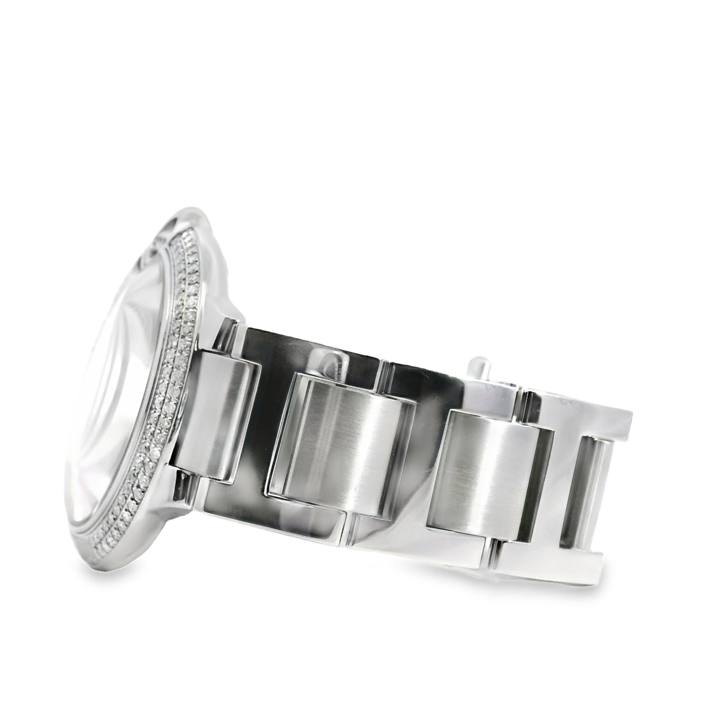 Cartier 3001 Ballon Bleu 42mm Silver Roman Dial with Aftermarket Diamond Watch