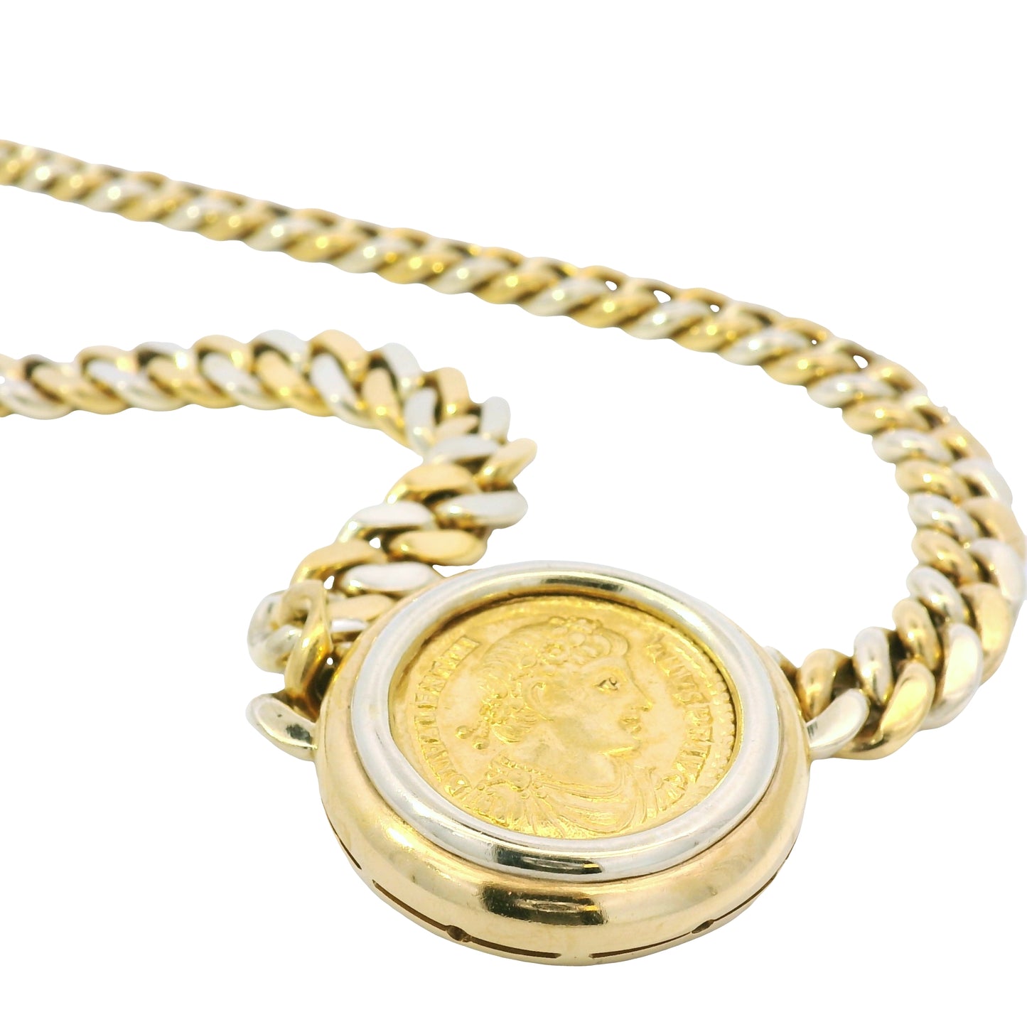 18k Yellow Gold Bvlgari Coin Monete Link Chain Necklace