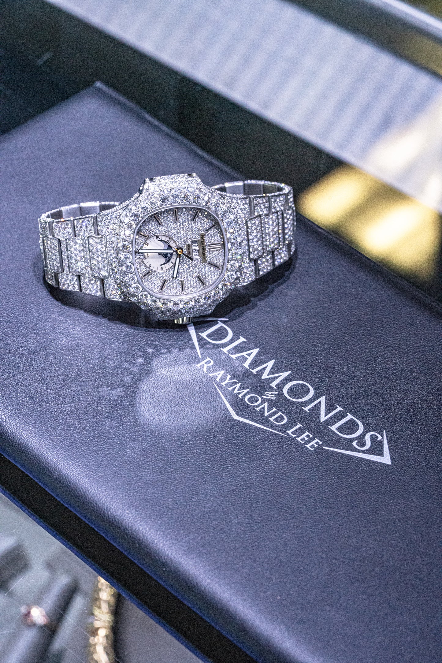 Patek Philippe Nautilus Stainless Steel All Diamond Moon Phase Dial Watch