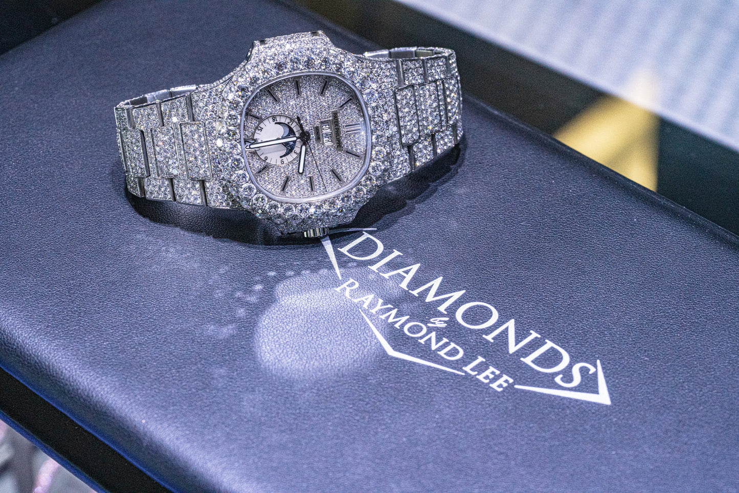 Patek Philippe Nautilus Stainless Steel All Diamond Moon Phase Dial Watch