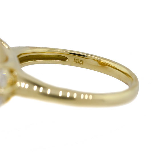 18k Yellow Gold Champagne Pearl with 0.32ctw Marquise Diamond Cocktail Ring