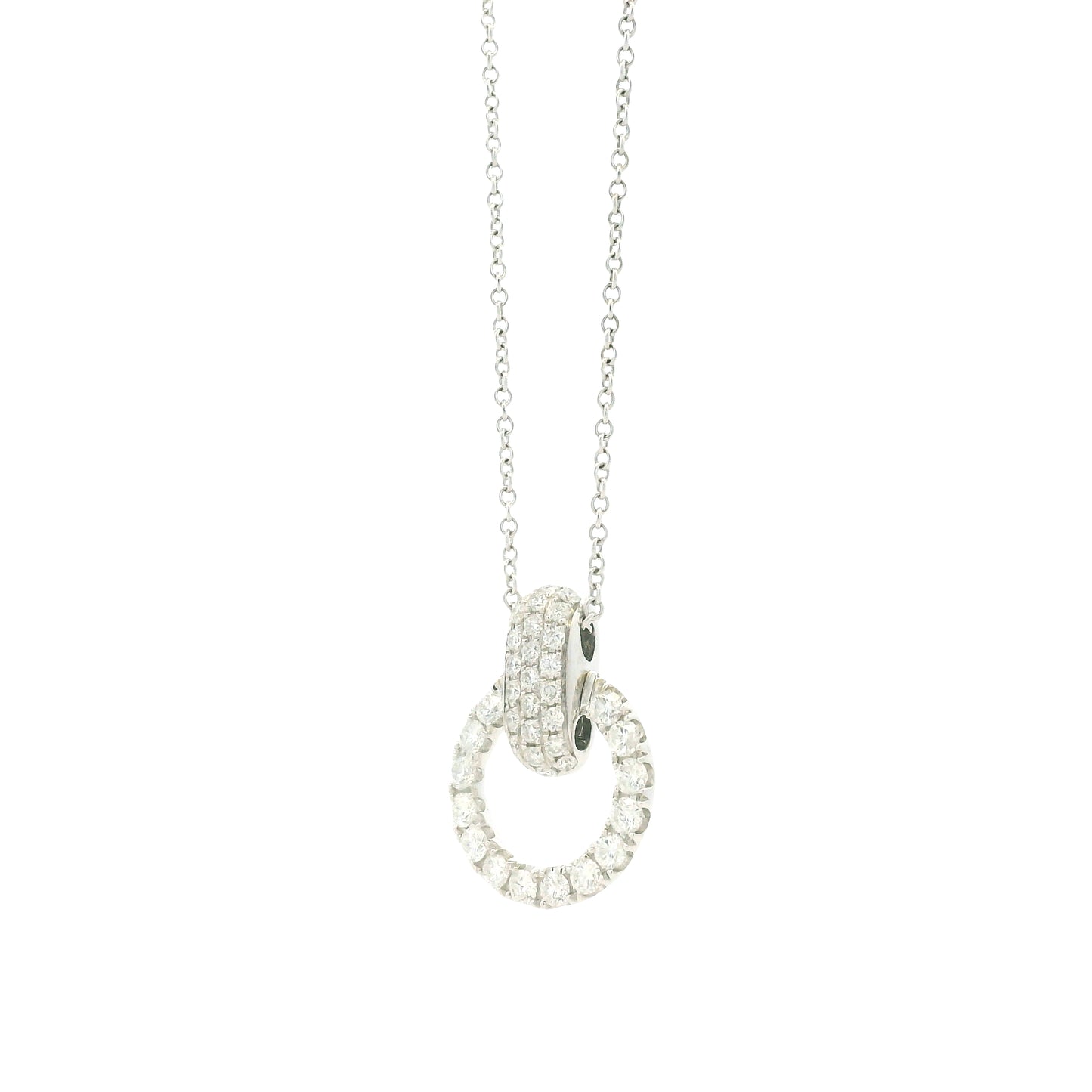 18k White Gold 1.41ctw Round Brilliant Diamond Pavé Circle Pendant Necklace — photo 10 of 10