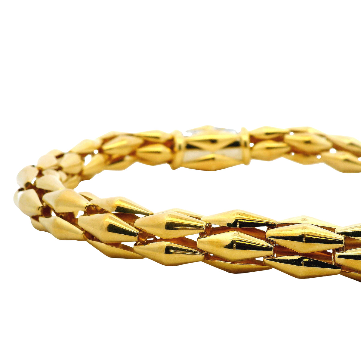 18k Yellow Gold Diamond Accent Woven Link Choker Necklace — photo 10 of 10