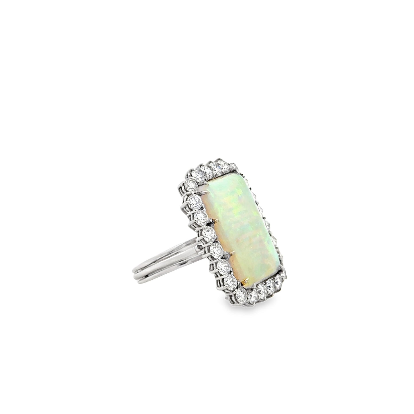 18k White Gold Natural Opal and 2.40ctw Diamond Halo Cocktail Ring — photo 11 of 11