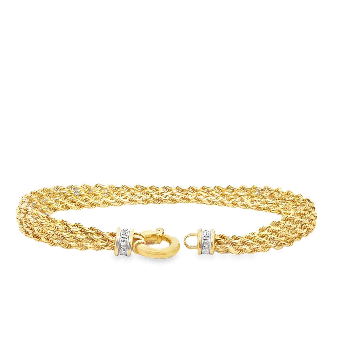 18k Yellow Gold Rope Bracelet with Diamond Studded Clasp — photo 11 of 11