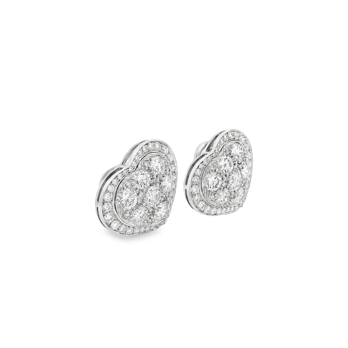 Platinum 8.00ctw Round Brilliant Diamond Heart Shape Cluster Earrings — photo 11 of 11