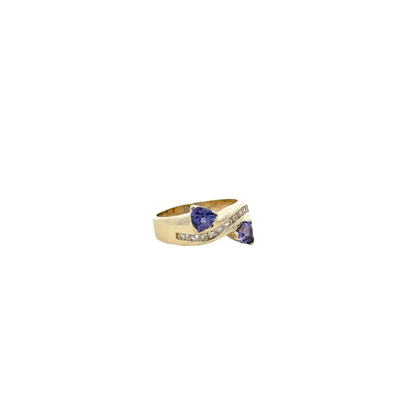 14k Yellow Gold Two-Stone Heart Tanzanite and 0.25ctw Diamond Ring — photo 12 of 12