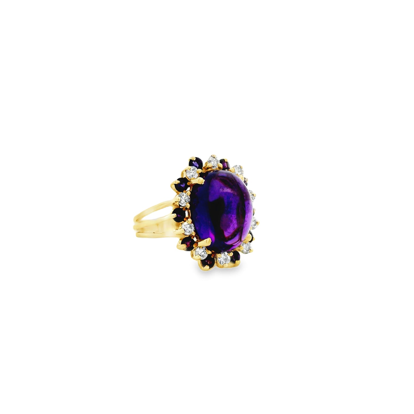 14k Yellow Gold 1.50ct Oval Amethyst Halo Cocktail Ring — photo 12 of 12