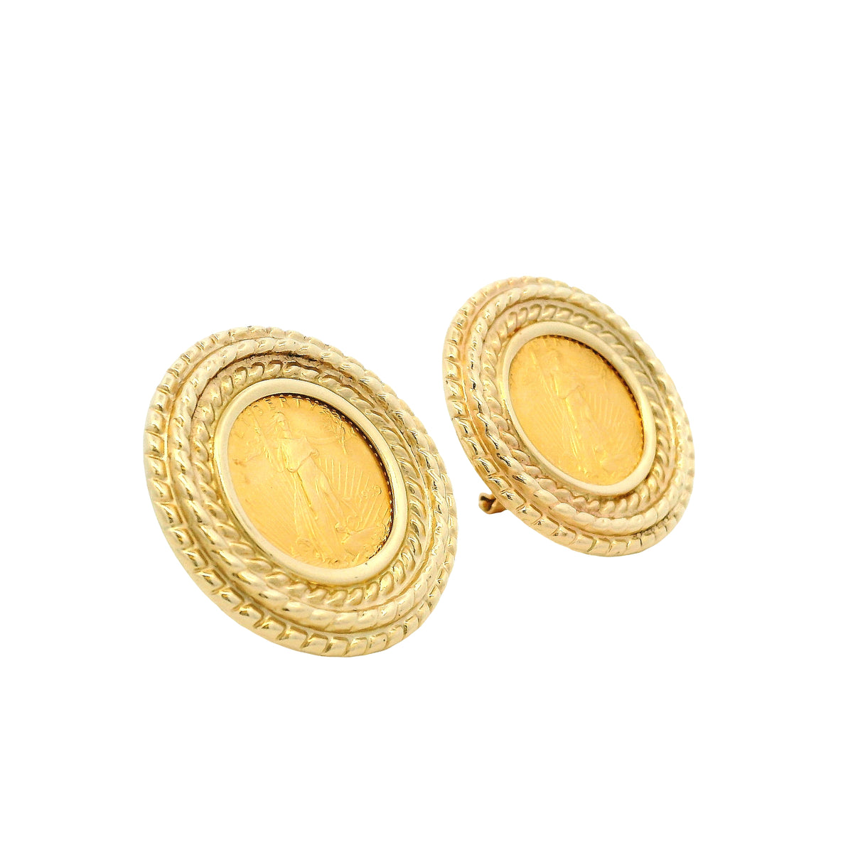 14k Yellow Gold 1999 $5 Liberty Coin Clip-Back Earrings — photo 12 of 12