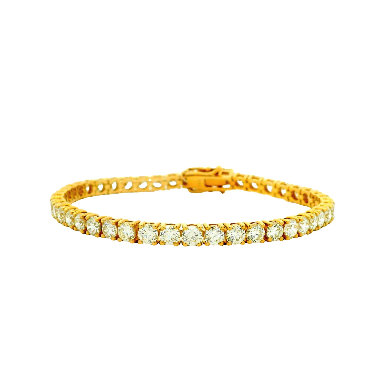 14k Yellow Gold 9.70ctw Round Brilliant Natural Diamond Tennis Bracelet — photo 12 of 12