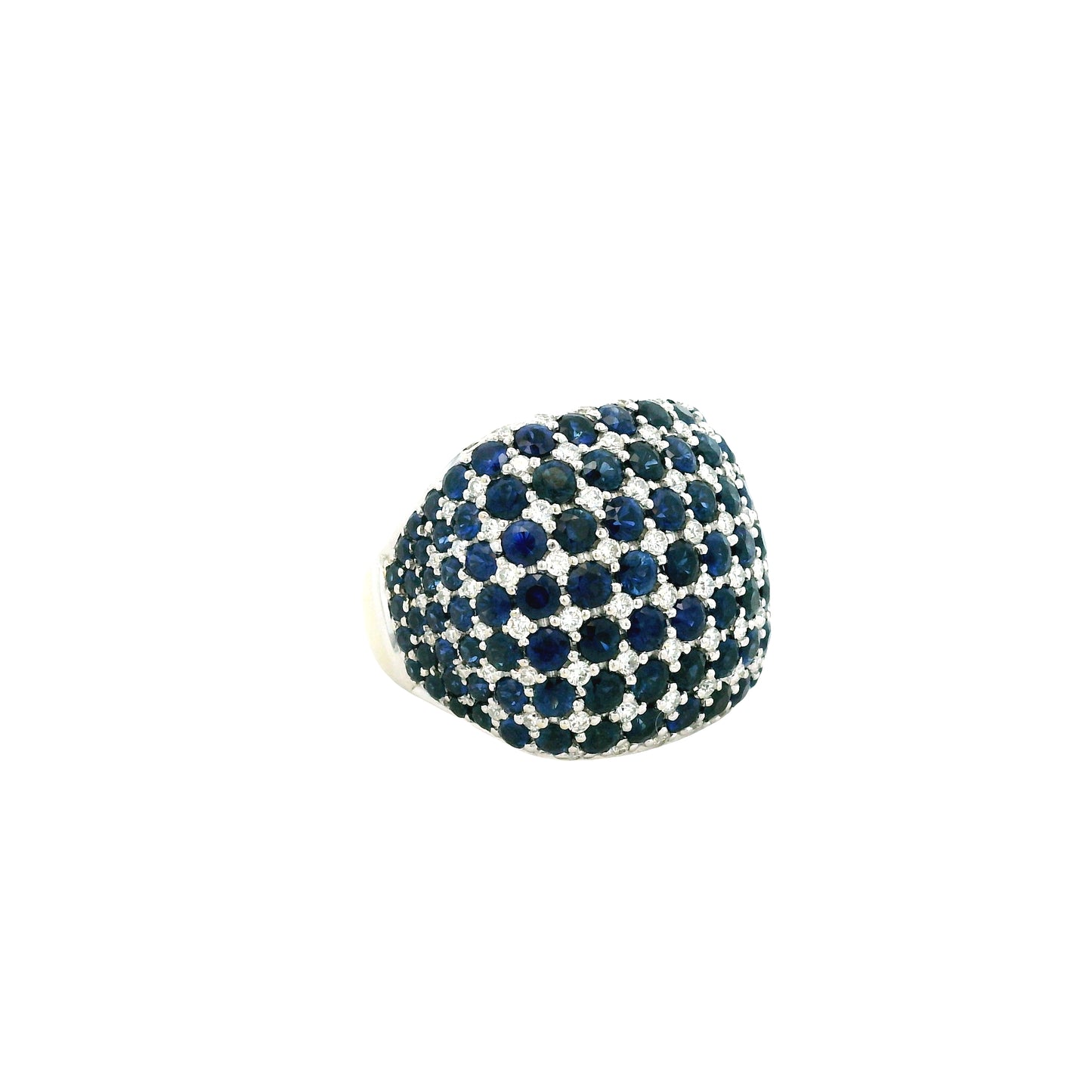 18k Two-Tone Gold 4.94ctw Sapphire and 0.72ctw Diamond Pavé Cocktail Ring — photo 12 of 12