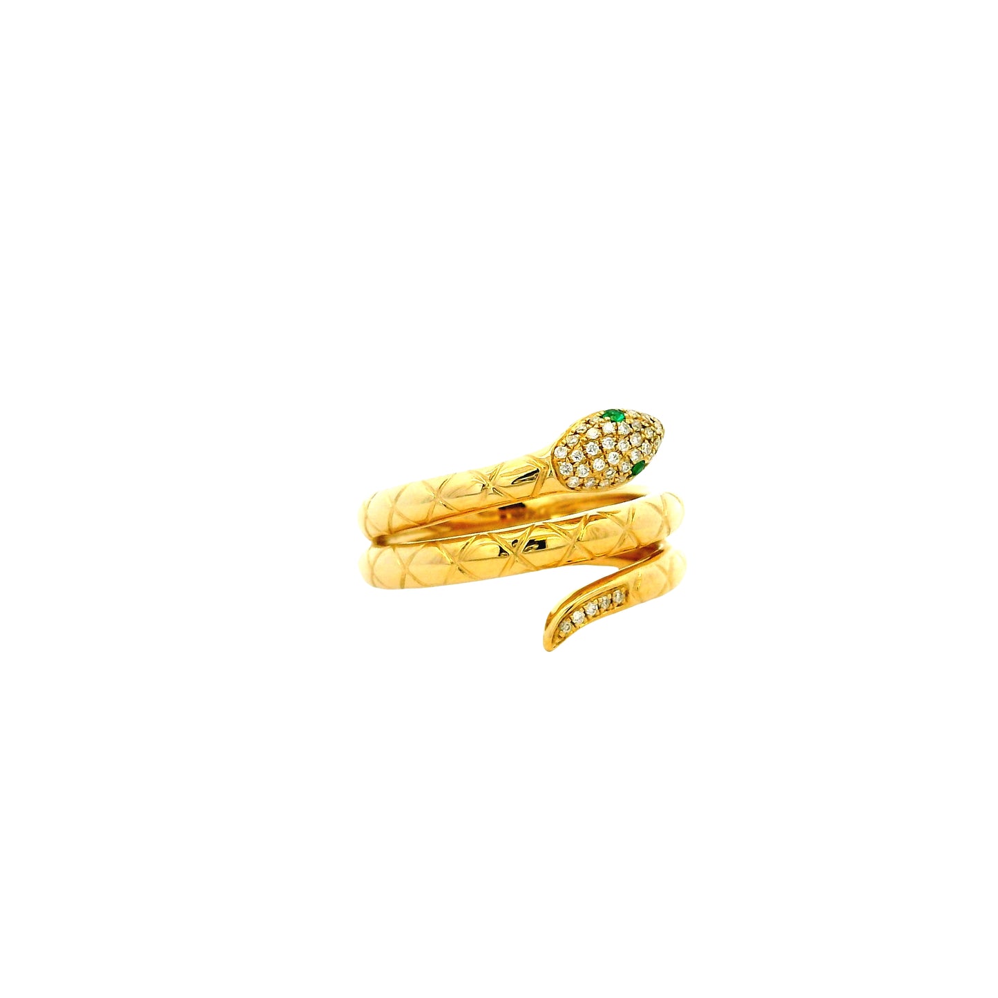 14k Yellow Gold 0.10ctw Diamond and Emerald Snake Wrap Ring — photo 13 of 13
