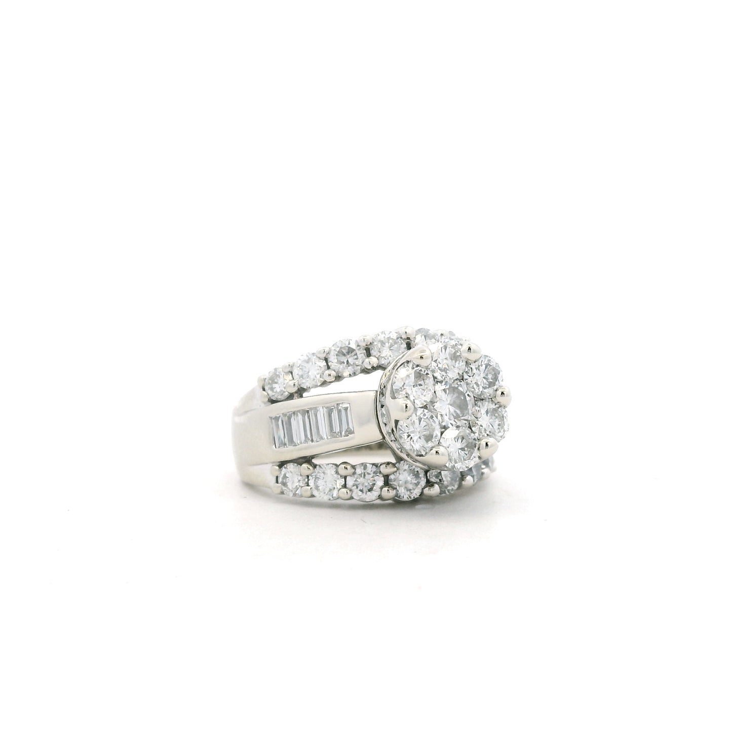 14k White Gold 2.0ctw Round and Baguette Diamond Engagement Ring Set — photo 13 of 13