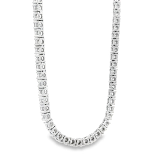 14k White Gold 4.90ctw Round Brilliant Diamond 4-Prong Tennis Necklace 16" — left three-quarter angle