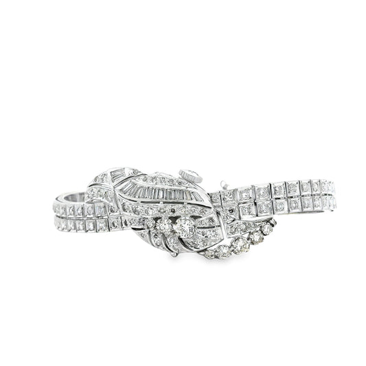Hamilton Vintage 14k White Gold Diamond Cocktail Ladies Watch — left side three-quarter view