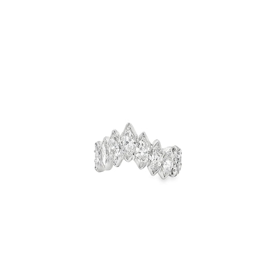 18k White Gold 3.80ctw Marquise and 2.20ctw Round Brilliant Diamond Contour Wedding Band — left three-quarter angle