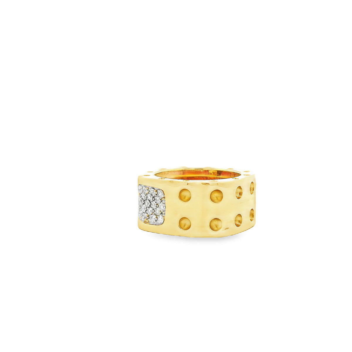 Roberto Coin 18k Yellow Gold Pois Moi Double Row Diamond Ring — underside view