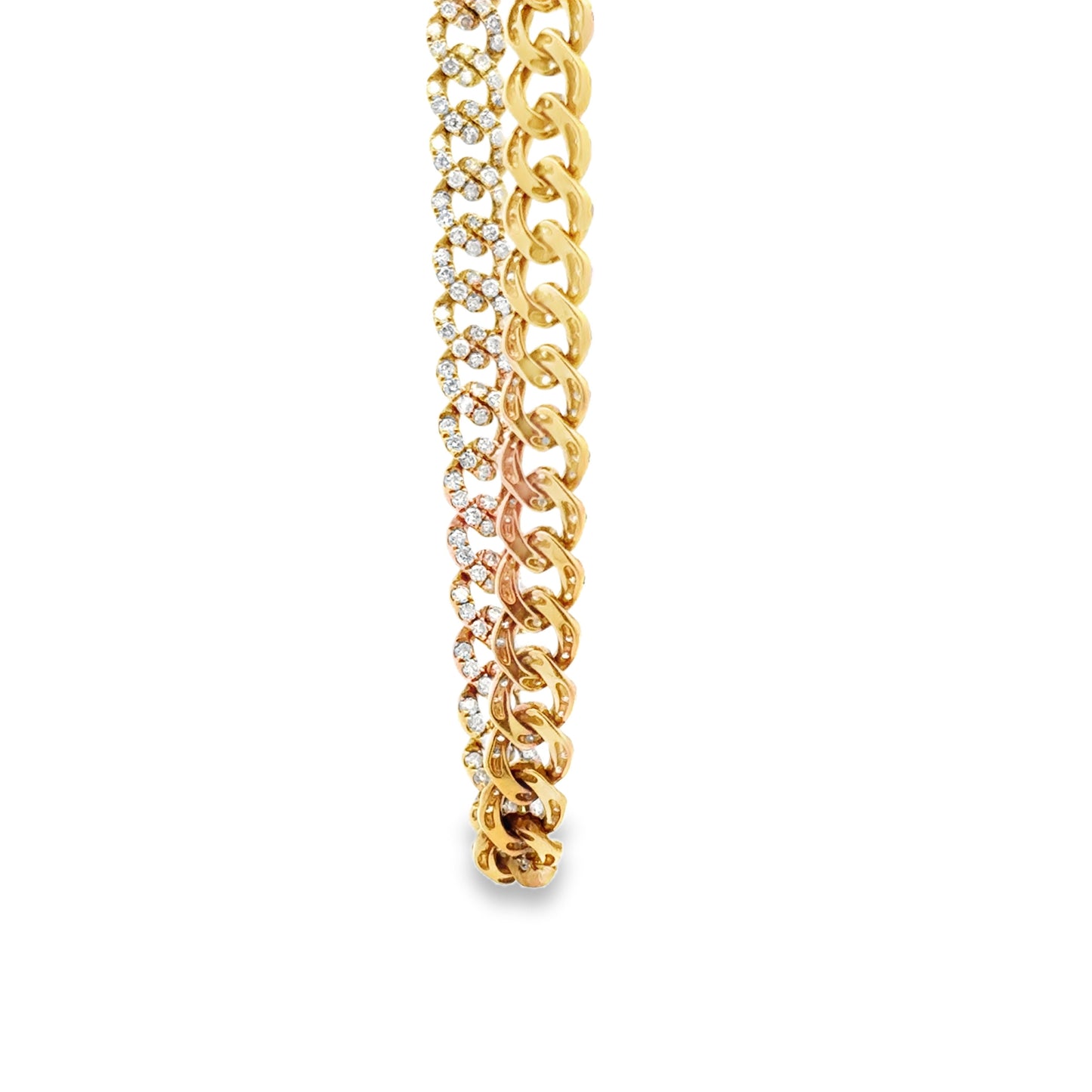 18k Yellow Gold 8.25ctw Pavé Diamond Cuban Link Chain Necklace 16" — worn — lifestyle shot