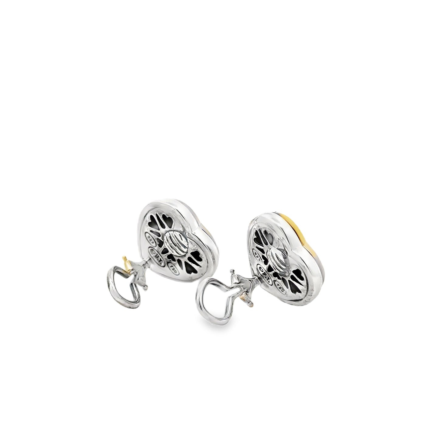 David Yurman 18k Yellow Gold and Sterling Silver 0.10ctw Round Diamond Heart Clip-On Earrings — photo 8 of 8