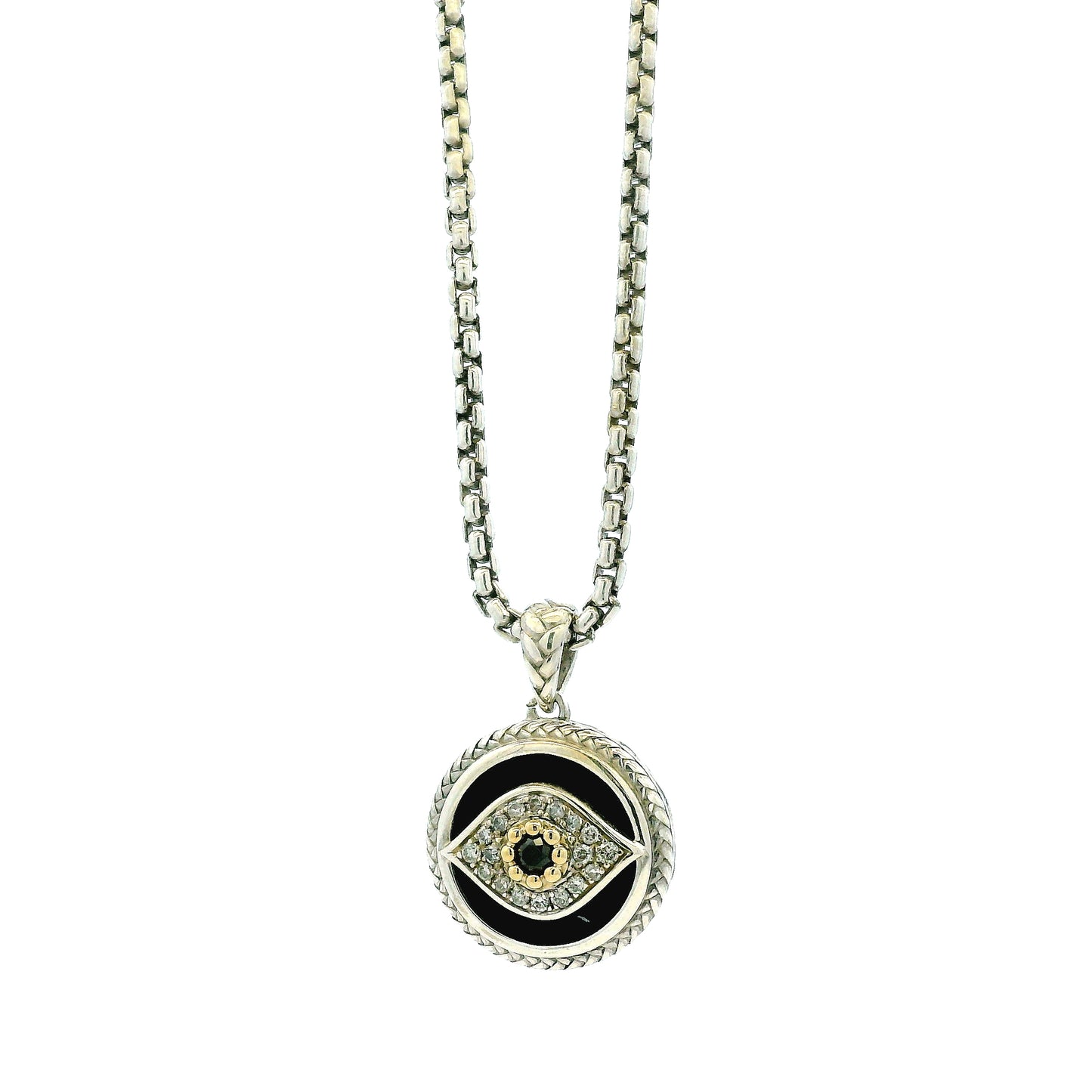 Effy 14k White Gold 1.0ctw Diamond and Onyx Panther Evil Eye Pendant Necklace — photo 9 of 9