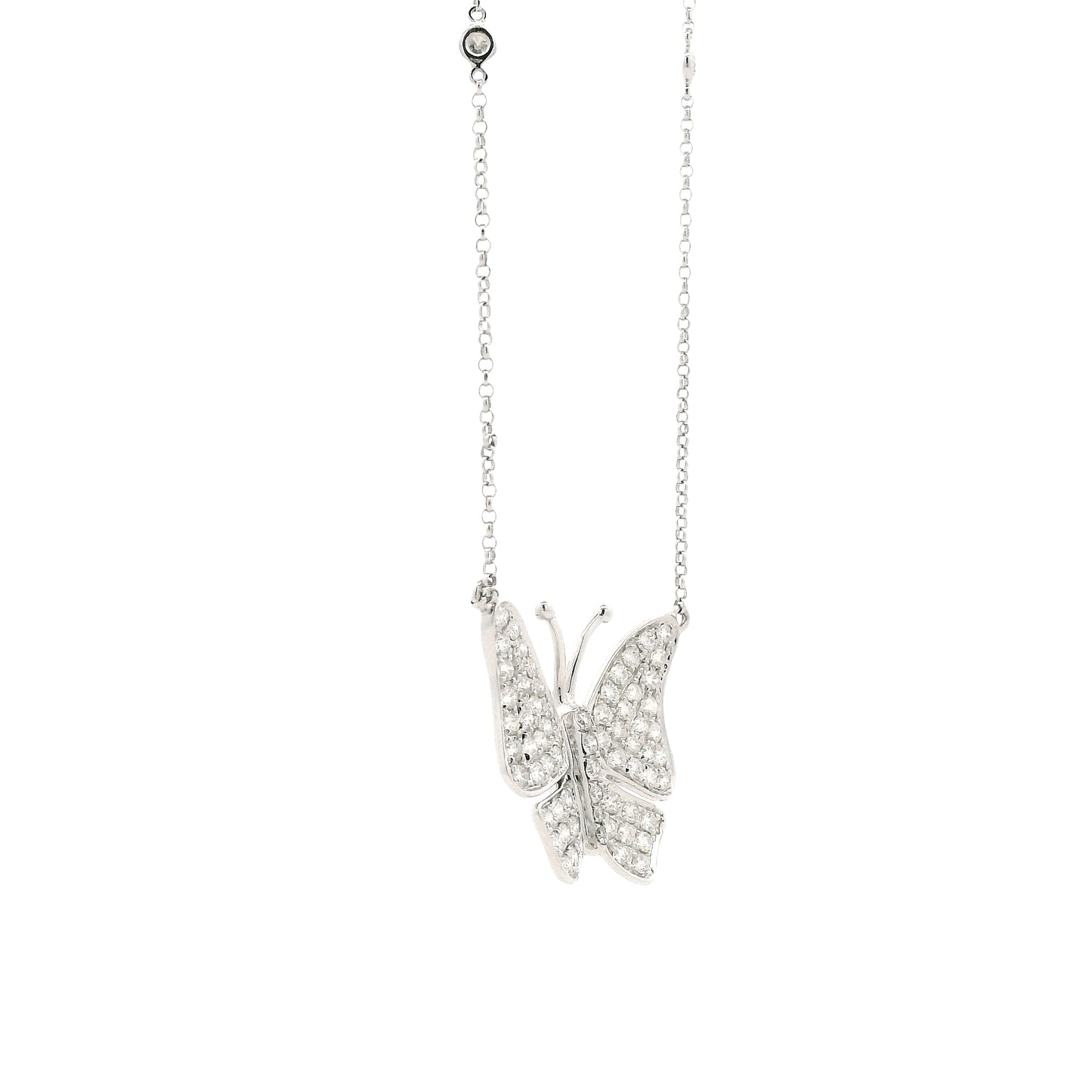 18k White Gold 1.04ctw Round Brilliant Diamond Butterfly Pendant Necklace — photo 9 of 9