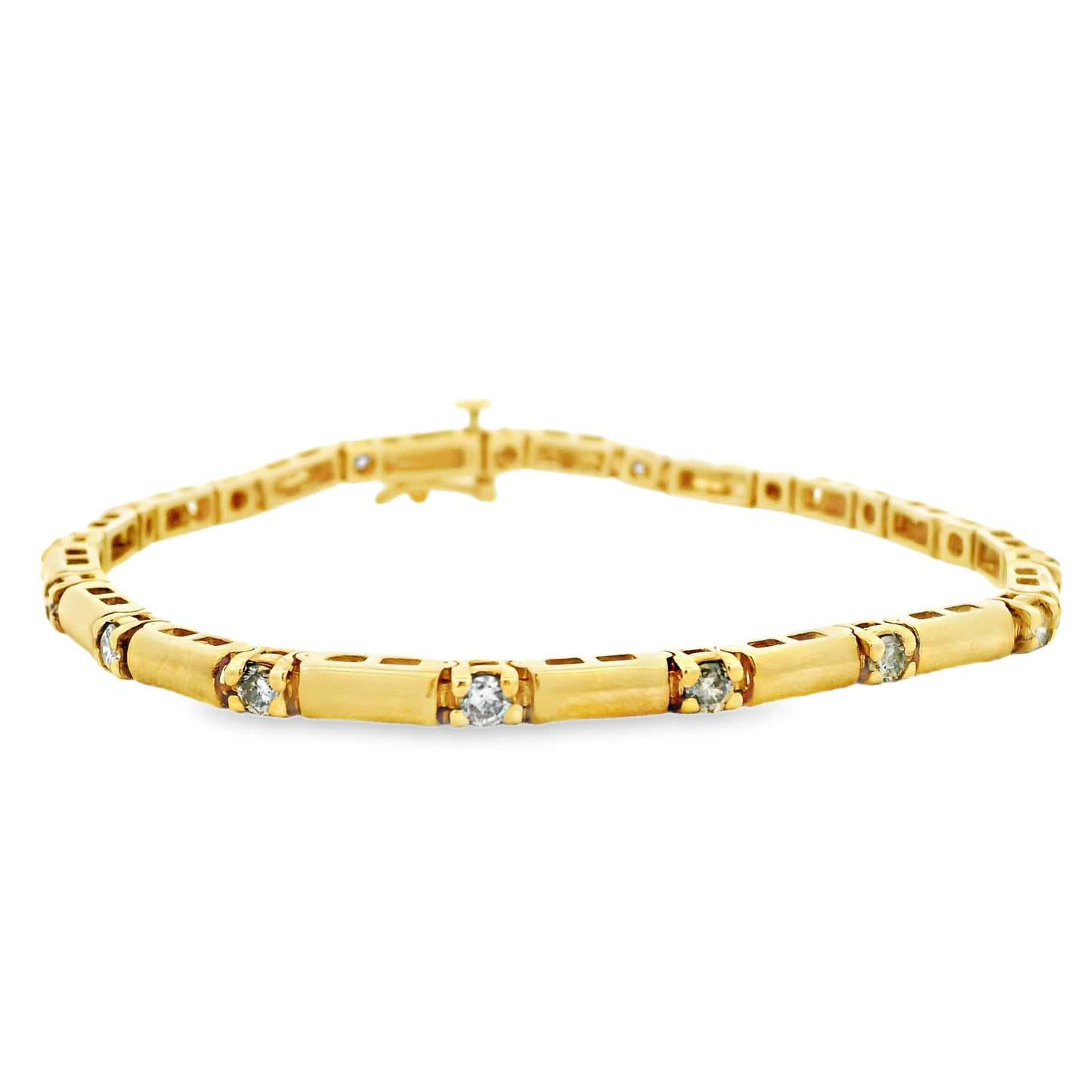 14k Yellow Gold 1.70ctw Round Brilliant Natural Diamond Tennis Bracelet — photo 9 of 9