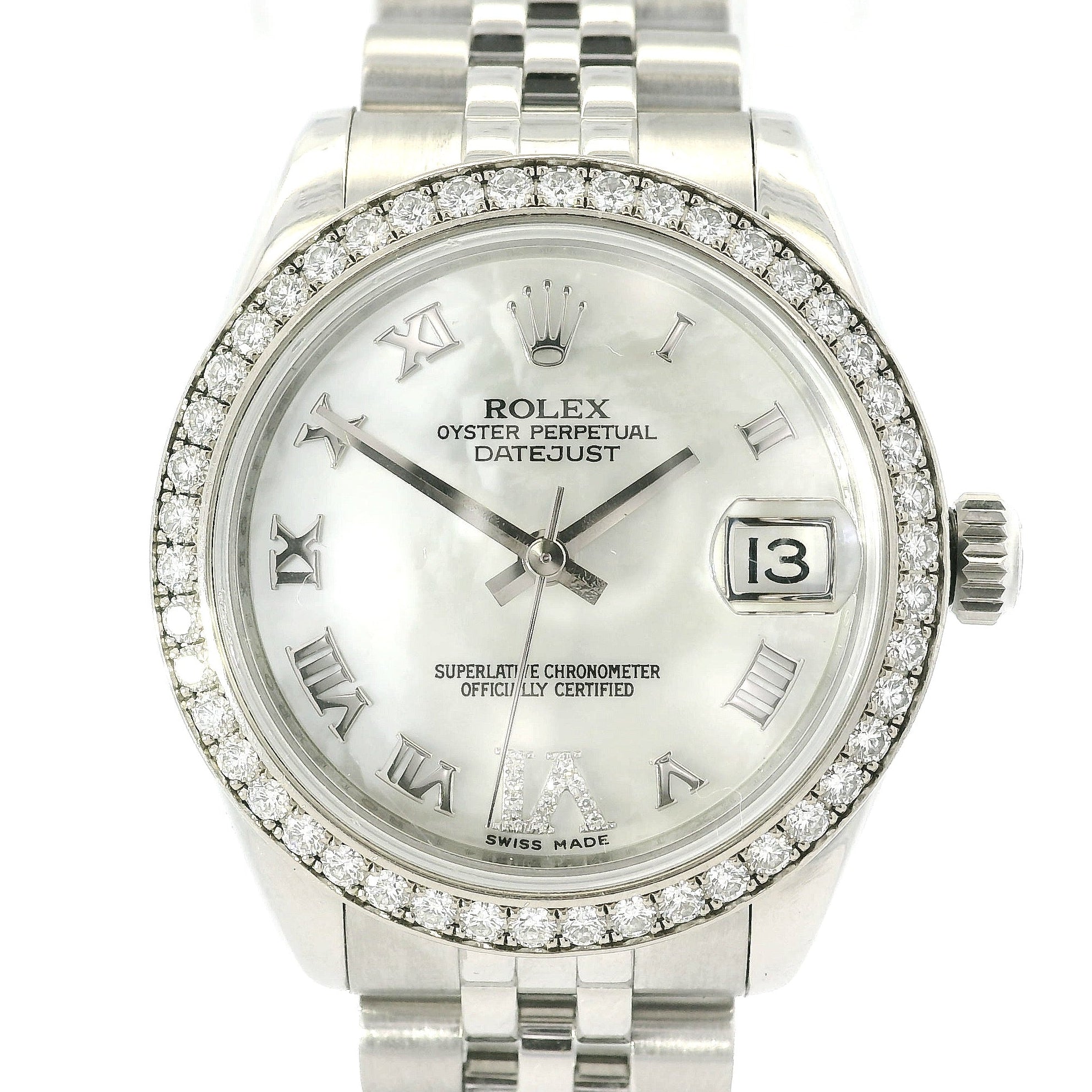 Rolex 178384 Datejust 31mm Mother Of Pearl Dial and Diamond Bezel Watch