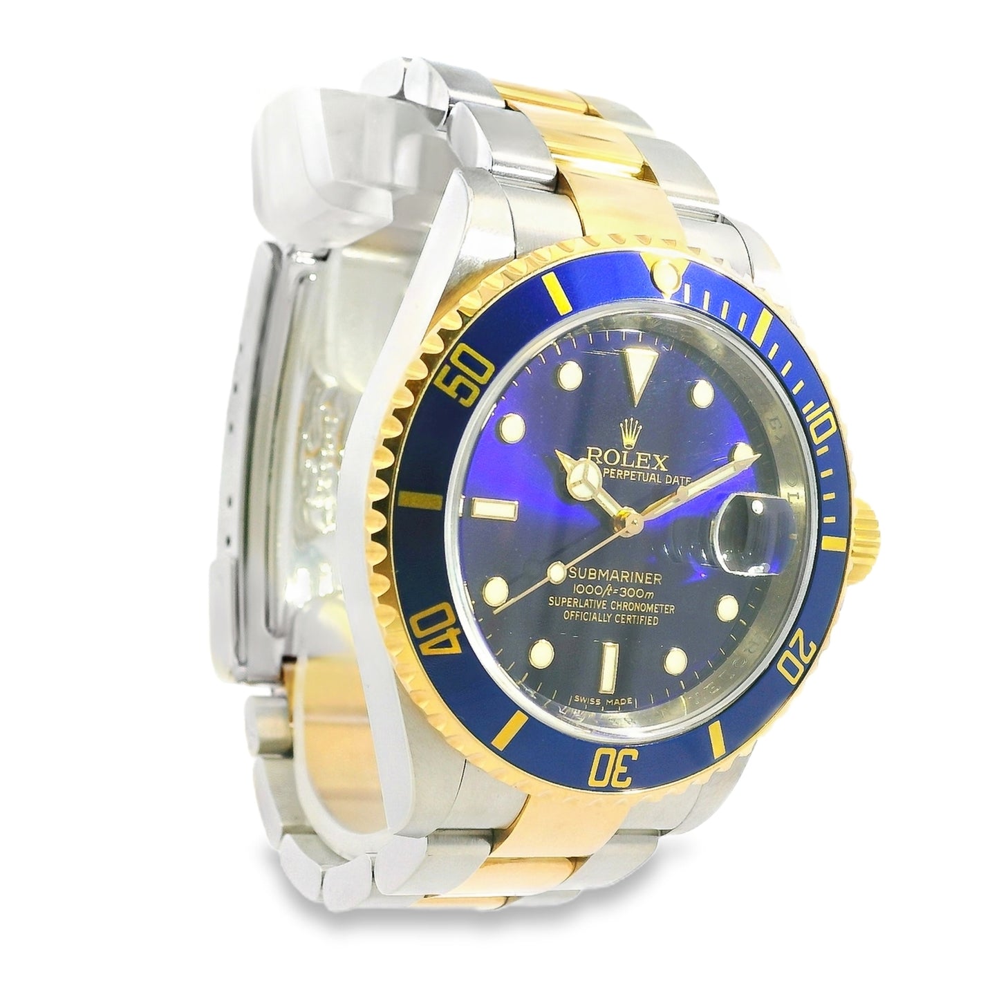 Rolex 16613 Submariner Two Tone Blue Bezel Blue Dial Watch