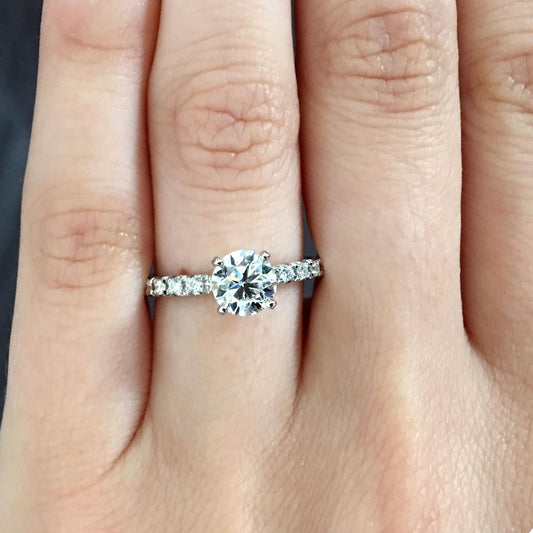 Platinum 1ct GIA Certified Round Brilliant 0.30ctw Diamond Engagement Ring