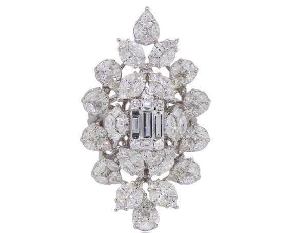 cluster diamond floral ring