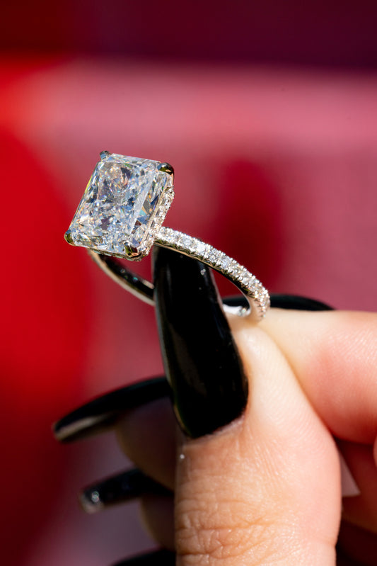 Rectangular Diamond Ring with Eternity Band