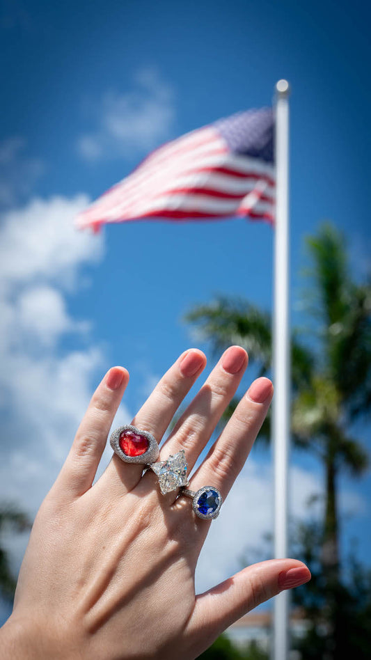 gemstone rings for fourth of july