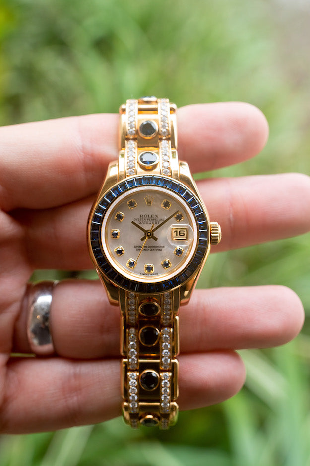 rolex pearlmaster sapphire and diamonds